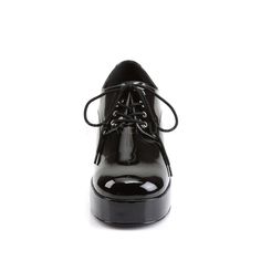 Black Platform Oxfords With Plain Toe, Black Oxfords With Rubber Sole For Party, Black Synthetic Platform Oxfords, Black Platform Oxfords With Closed Toe, Black Low-top Heels For Formal Occasions, Black Synthetic Closed-toe Oxfords, Black Synthetic Closed Toe Oxfords, Black Synthetic Dress Shoes, Black Synthetic Closed Toe Dress Shoes