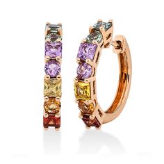 Experience the timeless elegance of our luxurious hoop earrings made of 750 red gold, decorated with a total of 14 stunning multicolored sapphires. These exquisite earrings, which include 6 sapphires of 0.77 ct and 8 sapphires of 1.54 ct, are the perfect accessory for special occasions and everyday glamour. Handmade in Germany, these hoop earrings guarantee the highest quality and precise craftsmanship. The harmonious combination of warm red gold and colorful sapphires makes these hoop earrings Warm Red, Stylish Gifts, Jewelry Earrings Hoops, Jewelry Lover, Red Gold, Timeless Elegance, Sapphire, Accessory Gift, Jewelry Earrings