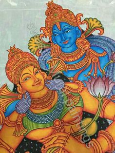 Kerala Painting, Kerala Art, Mural Art Design, Mural Paintings, Dress Painting