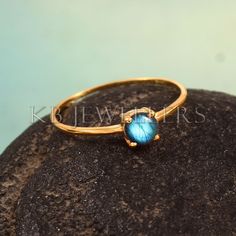 Solid 14k Gold Labradorite Gemstone Women Ring, Handmade Ring, Statement Gold Ring, Dainty Ring, Boho Ring, Minimalist Ring, Gift For Her Material Matel: Solid 14k Gold Gemstone: Labradorite  Stone Color: Blue Stone Size: 5 mm Stone Shape: Round Stone Creation: Natural Approx Weight: 1.8 Gram   Country/Region of Manufacture: India Made In: Jaipur Making: Jewelry Making Etc. For Wholesale orders or customized order requirements, please message me! Thanks For Visit Our Shop. Gold Opal Gemstone Ring Gift, Gold Spiritual Rings With Bezel Setting, Gold Opal Ring With Prong Setting As Gift, Spiritual Gold Rings With Bezel Setting, Handmade Yellow Gold Moonstone Ring Fine Jewelry, Handmade Fine Jewelry Yellow Gold Moonstone Ring, Gold Moonstone Ring Fine Jewelry With Birthstone, Handmade Yellow Gold Moonstone Ring, Gold Moonstone Ring With Prong Setting