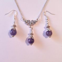 Amethyst Victorian Silver jewelry set necklace earrings Boho set Silver Amethyst set purple jewelry purple earring Amethyst jewelry gift set Amethyst Victorian set necklace earrings Bohemian necklace and earrings . Beautiful Set of silver-tone ornament beads and Genuine Amethyst necklace and earrings. Silver-tone Victorian style necklace and earrings. Boho necklace. Bohemian necklace and earrings. Romantic necklace and earrings. Beautiful necklace with same style earrings with Genuine Amethyst. Spiritual Gemstone Jewelry Sets For Gifts, Nickel-free Amethyst Pendant Jewelry, Elegant Purple Jewelry Set With Matching Earrings, Purple Pendant Jewelry With Natural Stones, Purple Gemstone Beads For Jewelry Making, Spiritual Nickel-free Purple Jewelry, Spiritual Purple Nickel-free Jewelry, Jewelry Sets With Dangle Earrings As A Gift, Purple Jewelry Sets With Matching Earrings For Gift