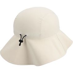 a white hat with a black bow on the brim and side zippered closure