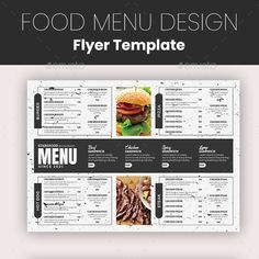 a restaurant menu template with food items on it