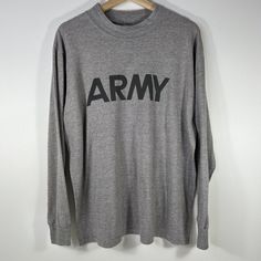 Soffe Vintage Military Us Army Long Sleeve T-Shirt Gray Made In Usa Size L Brand New Army Tshirt, Army Shirts, Vintage Military, Military Style, Us Army, Military Fashion, Vintage 90s, Camouflage, Long Sleeve T Shirt