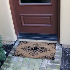 Rubber-Cal's Traditional Fleur de Lis French Mat is an excellent natural coir matting that will outlast all the rest. It will be certain to provide a unique focal point to any entryway. These large front door mats are ideally sized for double doors or runners, available in two versatile door mat sizes with a 5/8-inch thickness. This product has a sophisticated style, provides scraping action in all conditions, and is made from reliable, eco-friendly materials. The surface of these French door ma Coir Matting, Large Front Door, Entry Door With Sidelights, Double Door Entryway, Door Entryway, Entryway Mats, Coir Mat, Style Français, Indoor Doors