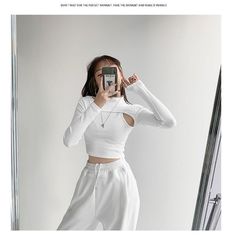 Brand Name: Wjczt?Sleeve Style: RegularFabric Type: BroadclothOrigin: CN(Origin)Season: Spring/AutumnMaterial: SILKMaterial: PolyesterClothing Length: ShortDecoration: Hollow OutItem Type: TopsTops Type: TeesSleeve Length(cm): FullFit: Fits true to size, take your normal sizePattern Them: ClassicPattern Type: SolidModel Number: 18Gender: WOMENFit Type: skinnyStyle: CasualAge: Ages 18-35 Years OldCollar: O-Neck White Long Sleeve Tops, Kpop Fits, Black Fitness, T Shirt Female, Crop Top Casual, Winter Pants, Knit Crop Top, Knit Crop, Casual Tee