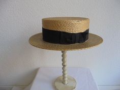 nice French vintage straw hat or Sun hat. with leather inside edge standard on picture is not included 11 cm high round inside 56 cms light damage photo 1 Please contact us if you want to combine something for cheaper shipping costs Vintage Straw Hat, Hat Summer, Summer Hat, Summer Hats, Sun Hat, Photo 1, Straw Hat, Sun Hats, French Vintage