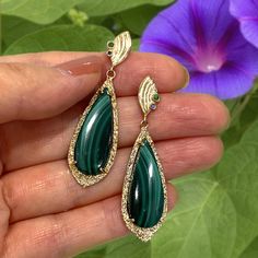 Verde Earrings by Keiko Mita (Gold & Stone Earrings) | Artful Home Gold Stone Earrings, Green Garnet, Artful Home, Gold Stone, Stone Earrings, Japanese Traditional, Beautiful Earrings, Get Inspired, Blue Sapphire