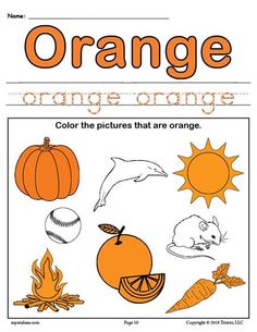 an orange coloring book with pictures of different things in it and the words orange on top