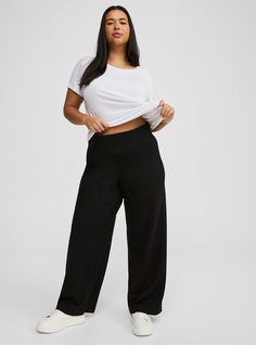 Pull On Pixie Wide Leg Studio Luxe Ponte PantPull On Pixie Wide Leg Studio Luxe Ponte Pant, DEEP BLACK Ponte Pant, Fly Free, Pants Details, Glen Plaid, Ponte Pants, Deep Black, Bottom Clothes, Bottoms Pants, Casual Pants