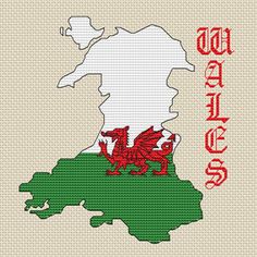 a cross stitch pattern with the shape of wales