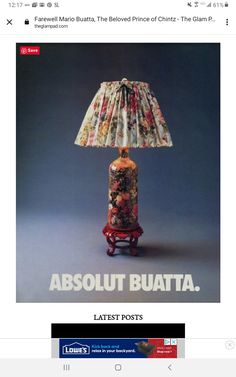 an image of a lamp with the words absolut buata on it