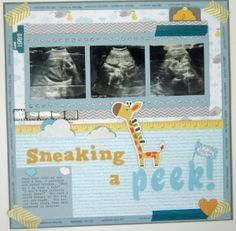 an altered photograph of a baby's profile with the words sneaking a peek