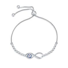 PRICES MAY VARY. 【Infinity Blue Evil Eye Bracelet Design】The blue evil eye means protection, keeping bad things out and bringing good luck. The infinity symbol means eternity. The combination of the infinity symbol and the blue evil eye means infinite good luck and eternal protection. Give this good luck charm bracelet to your lover to express your blessings and love for her 【Adjustable Bracelet】The size of the infinity symbol is: 21mm*7.8mm (0.82inch*0.3inch); the size of the chain is 7+2 inche Silver Bracelets Evil Eye, Infinity Evil Eye Bracelet, Evil Eye Bracelet Nialaya Jewelry, Silver Bracelet For Women Evil Eye, Evil Eye Jewelry Silver, Evil Eye Jewelry Bracelet, Evil Bracelet, Evil Eye Bracelet Silver, Silver Evil Eye Bracelet