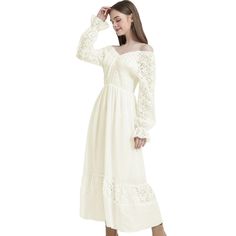 Elevate your fall wardrobe with our Women's Lace Long Sleeve V Neck Maxi Dress. Perfect for casual boho vibes or as a charming wedding guest outfit, this dress features delicate lace detailing and a flattering smocked waist. Fall Maxi, Charming Wedding, V Neck Maxi Dress, Maxi Bodycon Dress, Maxi Dresses Fall, Midi Shift Dress, Ballet Dress, Mini Skater Dress, Lace Long Sleeve