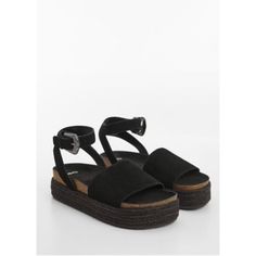 100% bovine leather, Esparto grass sole, Rounded toe, Buckle Jute Sandal, Teen Usa, Mango Outlet, Gift Vouchers, Sandals Black, Black Sandals, Leather Sandals, Poland, Mango