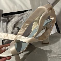 Bought For My Wedding But Broke My Toe So I Couldn’t Wear Them. I’m Hoping Someone Else Is Able To! Questions? Leave A Comment Below! Low Heel Satin Wedding Heels, Satin Low Heel Wedding Heels, Satin Wedding Shoes With 4-inch Heel, Satin Heels With Heel Strap For Wedding, Wedding Heels With Heel Strap In Satin, Summer Wedding Satin Shoes, Closed Toe Satin Heels For Wedding, Satin Closed Toe Heels For Wedding, Satin Heels With Padded Heel For Wedding