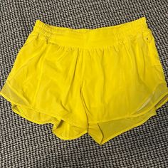 Brand New Without Tags, Size 10 Lululemon Shorts No Flaws Low Rise Smoke Free Home :) Yellow Athleisure Athletic Shorts For Beach, Yellow Stretch Activewear For Beach, Yellow Sporty Beach Activewear, Yellow Sporty Activewear For Beach, Yellow Go-dry Workout Shorts, Lululemon Hotty Hot Shorts, Collar Vest, Red Trench Coat, Pleated Jacket