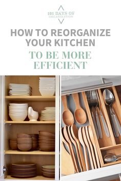 an open cabinet with wooden utensils and dishes in the bottom right hand corner