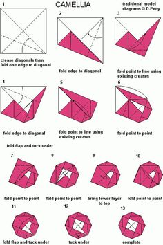 how to make an origami crane with pictures on the side and instructions for it