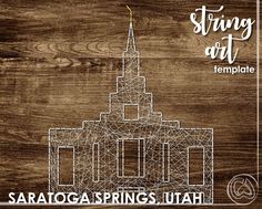 the cover art for saratoga springs utah string art temple, featuring an image of a building