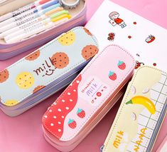 Kawaii Strawberry Milk Pencil Bag PN2648 ●Size:21*6.5*7cm ●Material:Pu ●About Shipping: We attach great importance to the orders of each customer and parcel delivery. 1.Processing time: 2-3 business days. 2.Shipping time: 10-15 business days to US, please allow 3-4 weeks shipping to other country.(Shipping times can be affected by variable customs clearance times or public holidays.) Kawaii Bag For Back To School Gift, Yellow Kawaii Bag For Back To School, Kawaii Multicolor Rectangular Bag, Cute White Pencil Case For Students, Trendy Student Bag With Pen Slots, Trendy Student Stationery With Pen Slots, Playful Portable Pencil Case For School, Portable Stationery Gift For Back To School, Trendy School Bags With Pen Slots