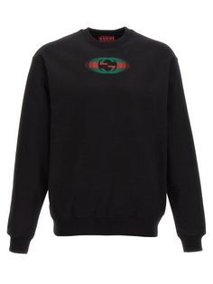 Cotton sweatshirt with logo print on the front and back, crew neck, long cuffed sleeves. Composition: 100% cotton Gucci Cotton Hoodie For Streetwear, Gucci Cotton Hoodie With Ribbed Cuffs, Gucci Winter Hoodie With Ribbed Cuffs, Gucci Cotton Hoodie For Winter, Gucci Cotton Winter Hoodie, Gucci Winter Hoodie, Sporty Gucci Hoodie For Fall, Gucci Long Sleeve Hoodie With Ribbed Cuffs, Casual Gucci Cotton Hoodie