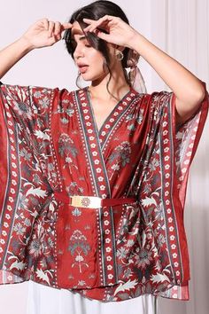 Shop for Soup by Sougat Paul Red Cotton Silk Printed Kaftan And Pant Set for Women Online at Aza Fashions Traditional Red Printed Kimono, Red Bohemian Maxi Sets, Red Printed Motifs Summer Sets, Summer Red Printed Motifs Set, Red Summer Sets With Printed Motifs, Summer Red Sets With Printed Motifs, Traditional Red Floral Print Kimono, Traditional Red Floral Kimono, Traditional Red Floral Print Kaftan