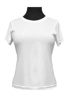 Sublimation T-Shirt ( 100% Polyester White) Ladies Tee * Ultra Soft Feeling * Ladies fit * Great for sublimation * Weight 160g /5.7oz * Double stitch on sleeves, bottom seam and neck * Tagless * Medium center back length 27" * Available Sizes S- 2XL White Moisture-wicking Short Sleeve T-shirt, Fitted Sports T-shirt With Sublimation Print, Stretch Short Sleeve T-shirt With Sublimation Print, Moisture-wicking Stretch Crew Neck T-shirt, Basic Fitted T-shirt With Moisture-wicking, White Stretch Short Sleeve T-shirt, White Stretch Pre-shrunk Tops, Fitted Sublimation Print Sports T-shirt, Stretch Crew Neck T-shirt With Sublimation Print