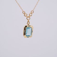 Solitaire Aquamarine Necklace, Emerald Cut Aquamarine Necklace, 14k Yellow Gold Plated Women's Necklace, March Birthstone, Perfect Gift Her - Etsy 14k Gold Hallmarked Rectangular Pendant Necklace, Hallmarked 14k Gold Rectangular Pendant Necklace, Gold Jewelry With Blue Topaz Stamped 14k, 14k Gold Square Pendant Necklace With Birthstone, 14k Gold Gemstone Rectangular Pendant Necklace, 14k Gold Necklace With Gemstone In Rectangular Pendant, Aquamarine Necklace, Emerald Cut, March Birth Stone