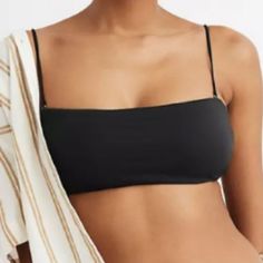 Madewell Second Wave Spaghetti Strap Bandeau Bikini Top. Color Is Black. Perfect Swim Top That Will Match Any Bottom. Brand New With Tags Attached. Size Xs And Medium Available Bandeau Tops With Adjustable Straps For Beach, Bandeau Tops With Straps For Beach, Trendy Cami Tube Top For Beach, Bandeau Crop Top With Straps For The Beach, Black Cropped Swimwear For Summer, Black Tube Top With Adjustable Straps For Summer, Strapless Bra Friendly Beach Top, Black Fitted Summer Tube Top, Strapless Beach Camisole