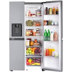 an open refrigerator filled with lots of food