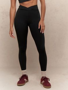 Cross Over Waistband High Rise Leggings Black Casual   Knitted Fabric Plain Regular High Stretch  Women Clothing, size features are:Bust: ,Length: ,Sleeve Length: Thermal Tights, Legging Sport, High Rise Leggings, Inspiration Mode, Tight Leggings, Maternity Bag, Black Leggings, Women's Leggings, Women Clothes Sale