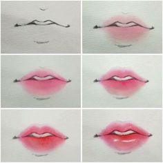 six pictures of different lips with the same line drawn on them to show how they look like