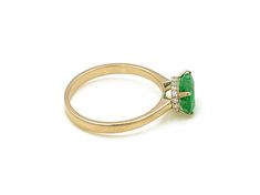 1.45 Ctw Emerald with 0.14 Ctw Diamond Ring in 14K YG Metal-2.03 Grams Classic Yellow Gold Emerald Ring With Single Cut Diamonds, Wedding Emerald Ring With Pave Setting In 14k Gold, Gold Emerald Ring With Pave Setting For Wedding, Ring Spacer, Michael Kors Fashion, School Jewelry, Popular Jewelry, Womens Glasses, Jewelry Maker