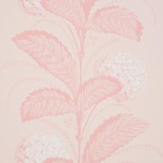 a pink and white wallpaper with flowers on it