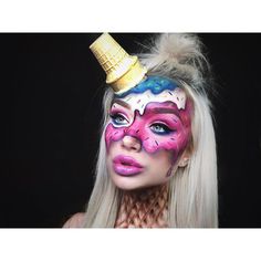 Fantasy Make-up, Cone Head, Halloweenský Makeup, Halloween Make-up Looks, Special Fx Makeup, Halloween Makeup Inspiration, Theatrical Makeup, Cream Face, Special Effects Makeup