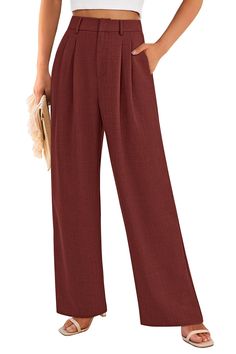 Style: Casual Material: 96% polyester, 4% spandex Pattern: Solid color Pant type: Long Design: Work pants high waist design with elastic back belt and side pocket, smooth finish Occasions: daily, business and leisure, daily, leisure, going out, outdoor, etc Washing care: hand wash Burgundy Workwear Bottoms With Pockets, High Waist Burgundy Workwear Bottoms, Red Pants For Workwear, High Waist Burgundy Bottoms For Work, Burgundy High-waist Bottoms For Work, Burgundy Full-length Bottoms For Workwear, Burgundy Full Length Bottoms For Workwear, Burgundy Full Length Bottoms For Work, Non-stretch High Waist Burgundy Pants