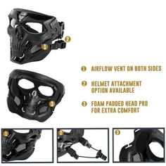 By covering your face, protecting sensitive areas that can be damaged in activities, like the sun or a snowball hitting you. Also making you harder to notice target when worn. FEATURES: 【Ergonomic design】Approximately 19*18 cm, the forehead, nose, and cheeks inside the mask have shock-absorbing sponges, and the fully adjustable elastic headband rigging can easily adjust the tightness, suitable for most teenagers and adults. 【Shock Resistance and shock absorption】Good abrasion resistance and non- Ghost Skull, Black Camouflage, Central African Republic, Skull Mask, Elastic Headband, Masks Masquerade, Åland Islands, Movie Props, Elastic Headbands