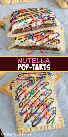 nutella pop tarts with chocolate frosting and sprinkles on top