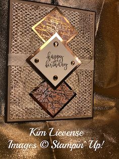 a happy birthday card with gold foil on it