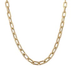 "This Italian handcrafted chain link necklace is completely composed of 14K solid gold and is uniquely made with a semi-hollow interior for comfortable everyday wear that will not dent. NOTE: This item is available in longer or shorter length options. Kindly send us a \"Custom Order\" request for pricing and details. ♦ Total Length: available in your choice of 14, 16, 18, 20, 22, 24, 26 or 30 inches ♦ Total Gram Weight: 20\" Length Option comes out to 32.2 grams ♦ Link Dimensions: approximately Modern Yellow Gold Oval Link Chain Necklace, Everyday 14k Gold Oval Chain Necklace, Modern 14k Gold Chain Necklace With Oval Links, Gold Rolo Chain Necklace In Modern Style, Modern Gold Rolo Chain Necklace, 14k Gold Oval Link Chain Necklace, Modern Rolo Chain Necklace With Oval Links, Modern Oval Gold Chain Necklace, Modern Gold Chain Necklace