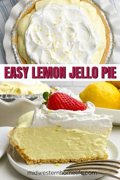 the lemon jello pie is ready to be eaten