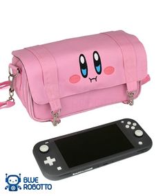 a pink nintendo wii bag next to an electronic device