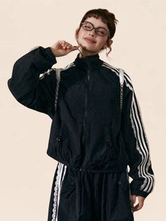 American Retro Three-Bar Sportswear Set-up – UrbanSheek Coat Black, Set Up, Black Coat, Skirt Pants, Skirt Length, Coupon Code, Black Color, Fashion Inspo, Street Style