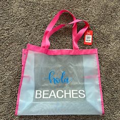 Montana West Hola Beaches Tote Bag Brand New With Tags. Fabric Polyester Has Deep Pockets On Both Sides Trendy Pink Beach Bag For Travel, Pink Tote Bags For Summer, Pink Summer Shoulder Bag For Shopping, Summer Pink Shoulder Bag For Shopping, Pink Summer Shopping Bags, Pink Travel Bags For Beach Season, Pink Tote Bags For Vacation, Trendy Pink Beach Bag For Summer, Trendy Pink Bags For Beach Season