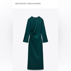 Size L Zara Sheath Dress For Fall, Zara Long Sleeve Ruched Midi Dress, Zara Ruched Long Sleeve Midi Dress, Zara Ruched Maxi Dress, Zara Green Maxi Dress For Formal Occasions, Zara Green Formal Dress, Zara Ruched Midi Dress For Formal Occasions, Green Formal Dress By Zara, Zara Green Dress