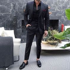 Black Suit Summer Wedding, Black Groomsmen Suits, Suit For Groom, Beach Wedding Suits, Summer Wedding Suits, All Black Suit