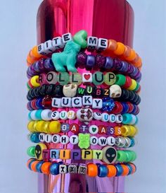 Electric Forest, Ultra, Tomorrowland, EDC, EDCO, Lost Lands Edc Bracelets Ideas, Lost Lands Kandi, Kandi Sayings, Kandi Rave, Bracelets Kandi, Rave Ideas, Music Festival Accessories