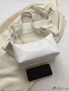 BirdinBag - Stylish Minimalist Underarm Pouch Simple White Shoulder Bag With Adjustable Strap, Modern White Baguette Bag With Large Capacity, Everyday White Hobo Bag With Phone Pocket, White Baguette Pouch Bag For Everyday Use, Trendy White Shoulder Bag Pouch, Trendy Shoulder Bag Pouch For Everyday Use, White Baguette Bag For Everyday With Mobile Phone Pocket, Versatile White Rectangular Baguette Bag, White Square Minimalist Shoulder Bag